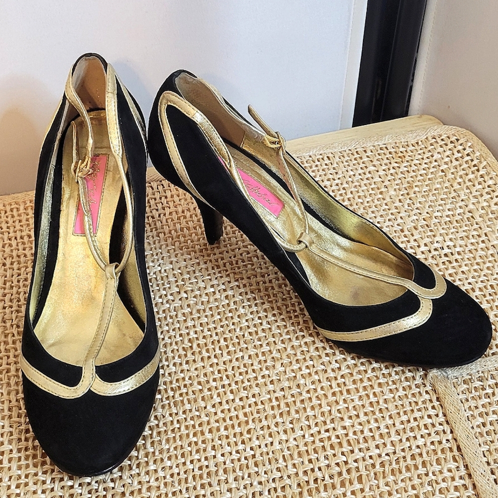 BETSEY JOHNSON Cross Strap SHORT HEEL Stiletto MARY JANE DANCE PUMPS 🩰BEAUTIFUL - Picture 3 of 16